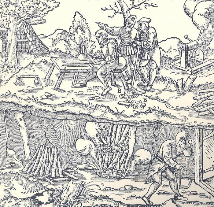 Firesetting as shown by Agricola in the 16th century Firesetting as shown by Agricola in the 16th century